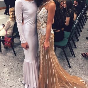Sherri Hill White and Tan Dresses